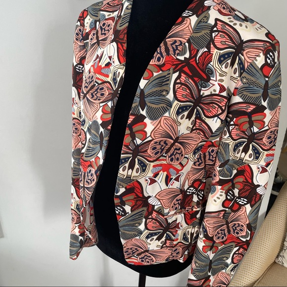 OVI Butterfly Printed Paisley Crop Blazer Jacket - Picture 3 of 6